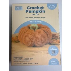 Crochet Pumpkin Craft Kit Smile! DIY Beginner Friendly Fall Decor Adult New